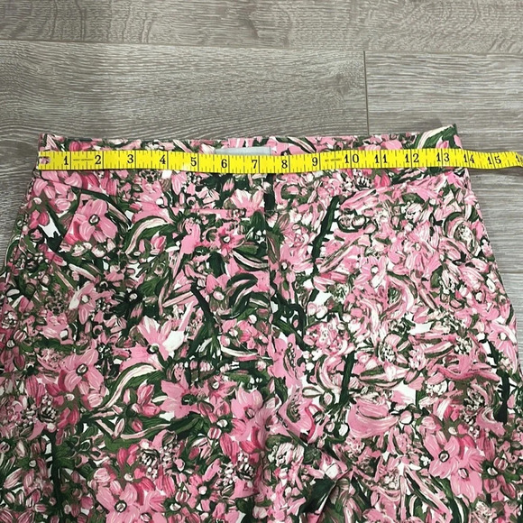 NWOT H&M Ankle Length Pink Green Floral Dress Pant 4 - Picture 11 of 16